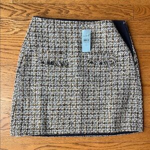 LOFT Women's Tweed Skirt - Black White and Gold